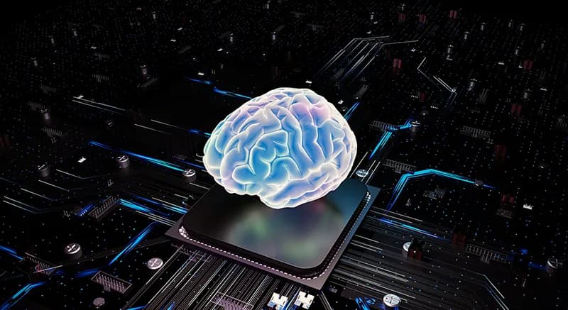 Représentation visuelle d'une base de données connectée comme un cerveau numérique
