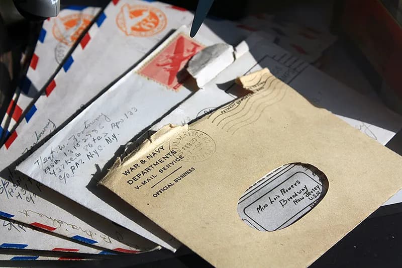 Des enveloppes de courrier ouvertes sur un bureau, illustrant la collecte d'adresses email