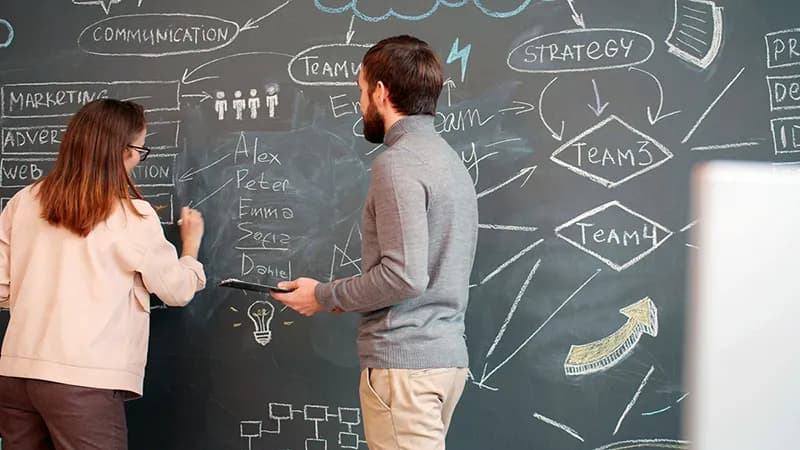 Schéma visuel abstrait représentant un réseau de distribution de contenu B2B