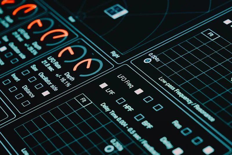 Plans techniques superposés à des données numériques, illustrant le reverse engineering d'un carrousel