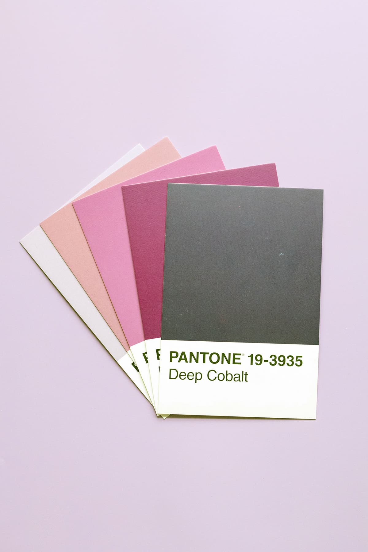 Des nuanciers de couleurs Pantone disposés sur une table